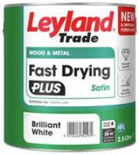 Leyland Trade – Wood & Metal - Fast Drying Plus - Satin - Brilliant White - Enhanced Durability – Excellent Flow & Professional Finish - 2.5L