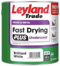 Leyland Trade – Wood & Metal - Fast Drying Plus - Undercoat - Brilliant White – Ideal Foundation Coating – Excellent Adhesion - 2.5L