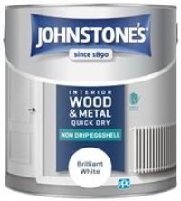 Johnstone/'s - Interior Wood and Metal Paint - Eggshell Finish - Brilliant White - 2.5 L - Quick Drying - Non Drip Water Based Formula