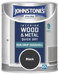 Johnstone/'s - Interior Wood and Metal Paint - Eggshell Finish - Black - 750 ml - Quick Drying - Non Drip Water Based Formula