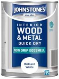Johnstone/'s - Interior Wood and Metal Paint - Eggshell Finish - Brilliant White - 1.25 L - Quick Drying - Non Drip Water Based Formula