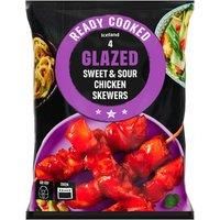 Iceland Ready Cooked 4 Sweet & Sour Glazed Chicken Skewers 340g