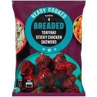 Iceland Ready Cooked 4 Breaded Teriyaki Sticky Chicken Skewers 340g