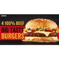 Iceland 4 100% Beef Big Tasty Burgers 600g