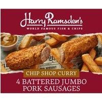 Harry Ramsdens Chip Shop Curry 4 Battered Jumbo Pork Sausages 528g