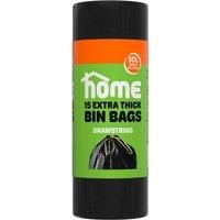 HOME 15pk Extra Thick Drawstring Bin Bags 50L
