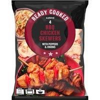 Iceland 4 BBQ Chicken Skewers with Peppers & Onions 340g