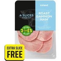 Iceland 5 Slices (approx.) Thick Cut Roast Gammon Ham (Extra Slice Free)