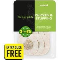Iceland 6 Slices (approx.) Chicken & Stuffing 100g + 20% Extra Free