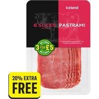 Iceland 6 Slices (approx.) Pastrami 60g + 20% Extra Free