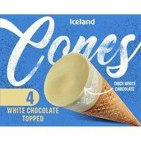 Iceland 4 White Chocolate Flavour Disc Topped Cone 208g