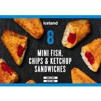 Iceland 8 Mini Fish, Chips & Ketchup Sandwiches 200g