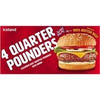 Iceland 4 100% British Beef Quarter Pounders 454g