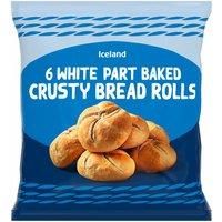 Iceland 6 White Part Baked Crusty Bread Rolls 300g