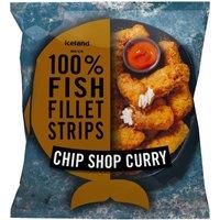 Iceland 100% Fish Fillet Strips In A Chip Shop Curry Coating 450g