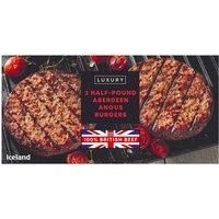 Iceland Luxury 2 Half-Pound Aberdeen Angus Burgers 454g