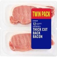 Iceland 12 Rashers (approx.) Unsmoked Thick Cut Back Bacon 500g
