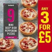 Iceland 9 Mini Deep Dish Pepperoni Pizzas 234g