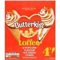 Butterkist Toffee & Popcorn Flavour Ice Cream Cones 4 x 76g (304g)