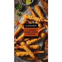 Iceland Luxury 12 Jumbo Black Tiger Prawns 360g