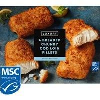 Iceland Luxury 4 Breaded Chunky Cod Loin Fillets 500g