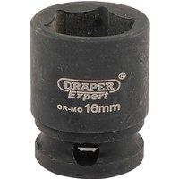 Draper 06876 Expert 16mm 3/8" Square Drive Hi-Torq 6 Point Impact Socket, Black
