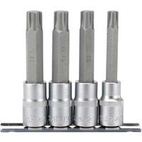 Draper 16345 1/2" Square Drive 100MM Long Ribe Socket Bit 4 Piece Set