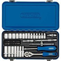Draper 1/4" Drive 45 Piece Metric Standard / Deep Socket & Bit Set in Metal Case