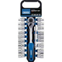 Draper 1/2" Sq. Dr. Combined MM/AF Socket & Ratchet Set 20 Piece upto 22mm & 7/8