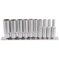 Draper 1/4" Sq. Dr. Metric Deep Sockets on Metal Rail (10 piece)