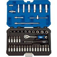 Draper 16446 Square Drive Socket Set, Silver, 1/4-Inch