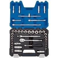 Draper 16465 3/8-Inch Square Drive Combined mm/AF Polished Chrome Socket 41 Piece Set