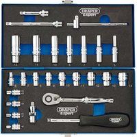 DRAPER 16476 1/4" Sq. Dr. Metric Socket Set (26 Piece) | in Metal Case