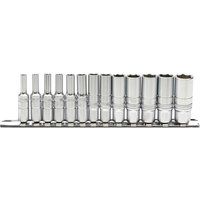 Draper 16490 1/4-Inch Square Drive Metric 13 Piece Deep Sockets on Metal Rail