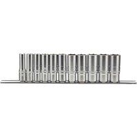 Draper 16495 3/8-Inch Square Drive Imperial Deep Socket 11 Piece Set On Metal Rail