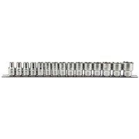 Draper 15 Piece 1/2" Sq Drive Metric 10mm To 24mm Hex Socket Set & Rail,16496