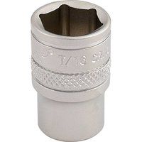 Draper 16525 1/4" Square Drive Micro Satin Chrome Imperial Socket, 7/16" Size