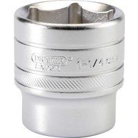 Draper 16639 1/2-Inch Square Drive Micro Satin Chrome Imperial Socket, 1.1/4-Inch Size, Blue