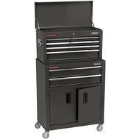 Draper 24" Combined Roller Cabinet and Tool Chest (6 Drawer) in Black