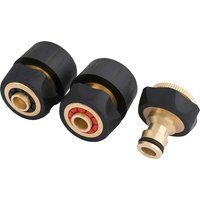 Draper DRA24529 3 Piece Brass and Rubber Hose Connector Set, Multi-Colour