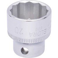 Draper 25961 Elora Bi-Hexagon Socket, 3/8" Square Drive, 20mm, Blue