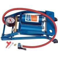 Draper Double Cylinder Foot Pump with Pressure Gauge