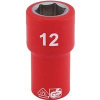 Draper Fully Insulated VDE Socket, 1/4" Sq. Dr., 12mm