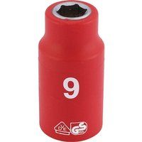 Draper Fully Insulated VDE Socket, 3/8" Sq. Dr., 9mm