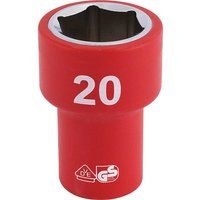 Draper Fully Insulated VDE Socket, 3/8" Sq. Dr., 20mm