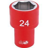 Draper Fully Insulated VDE Socket, 1/2" Sq. Dr., 24mm