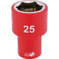 Draper Fully Insulated VDE Socket, 1/2" Sq. Dr., 25mm