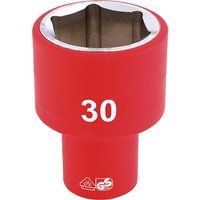 Draper Fully Insulated VDE Socket, 1/2" Sq. Dr., 30mm