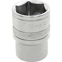 Draper 32633 1/4" Square Drive Polished Chrome Metric Socket, 13 mm Size, Blue