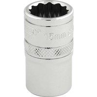Draper 33136 1/2" Square Drive 12 Point Socket, 15mm Size , Blue